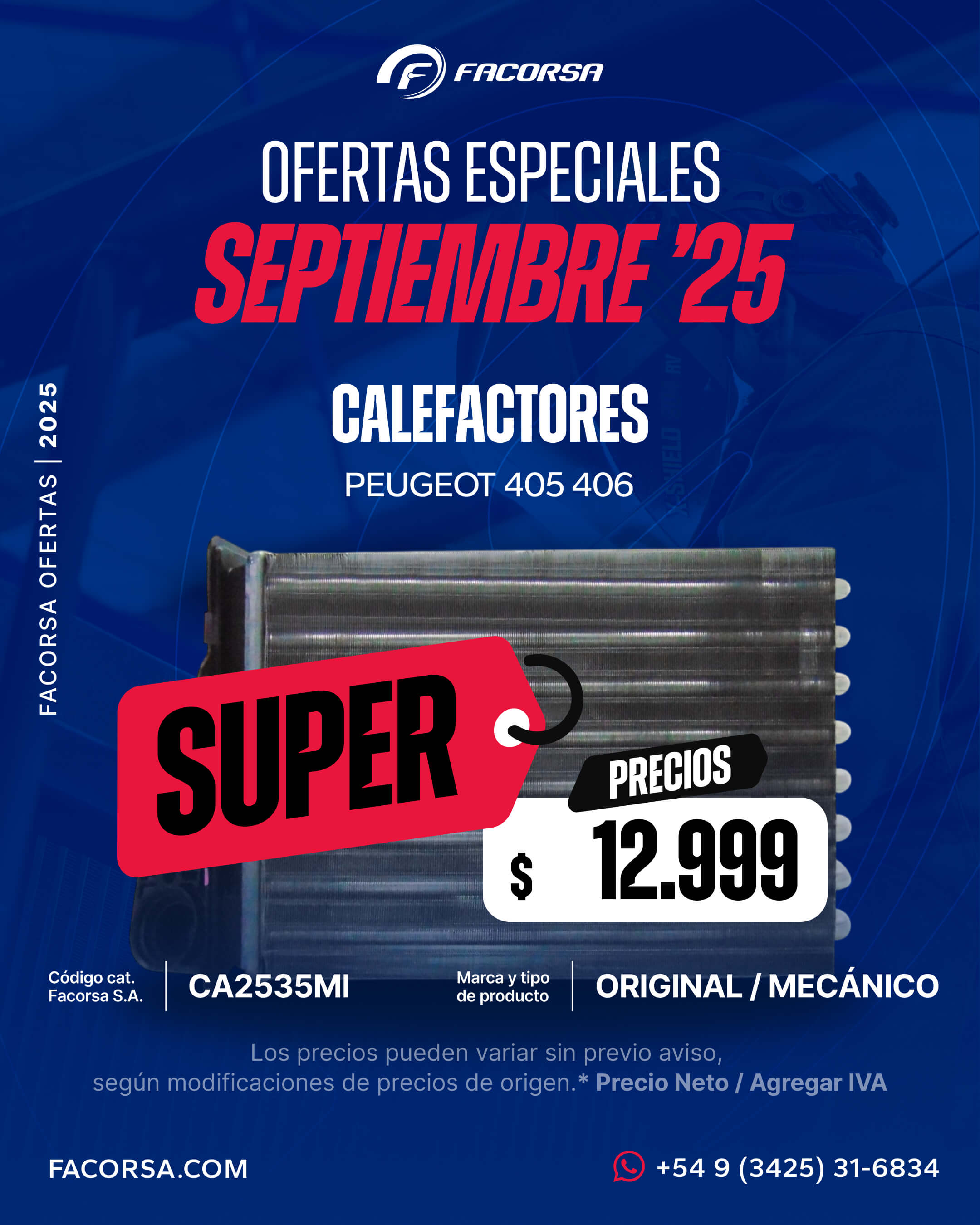 Oferta Calefactores Septiembre 2025 - FACORSA