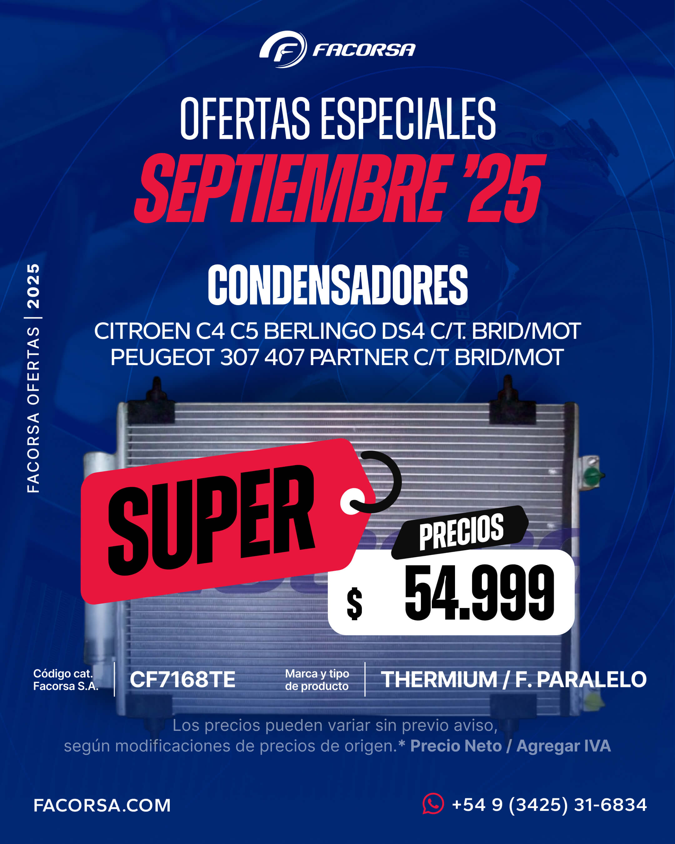 Oferta Condensadores Septiembre 2025 - FACORSA
